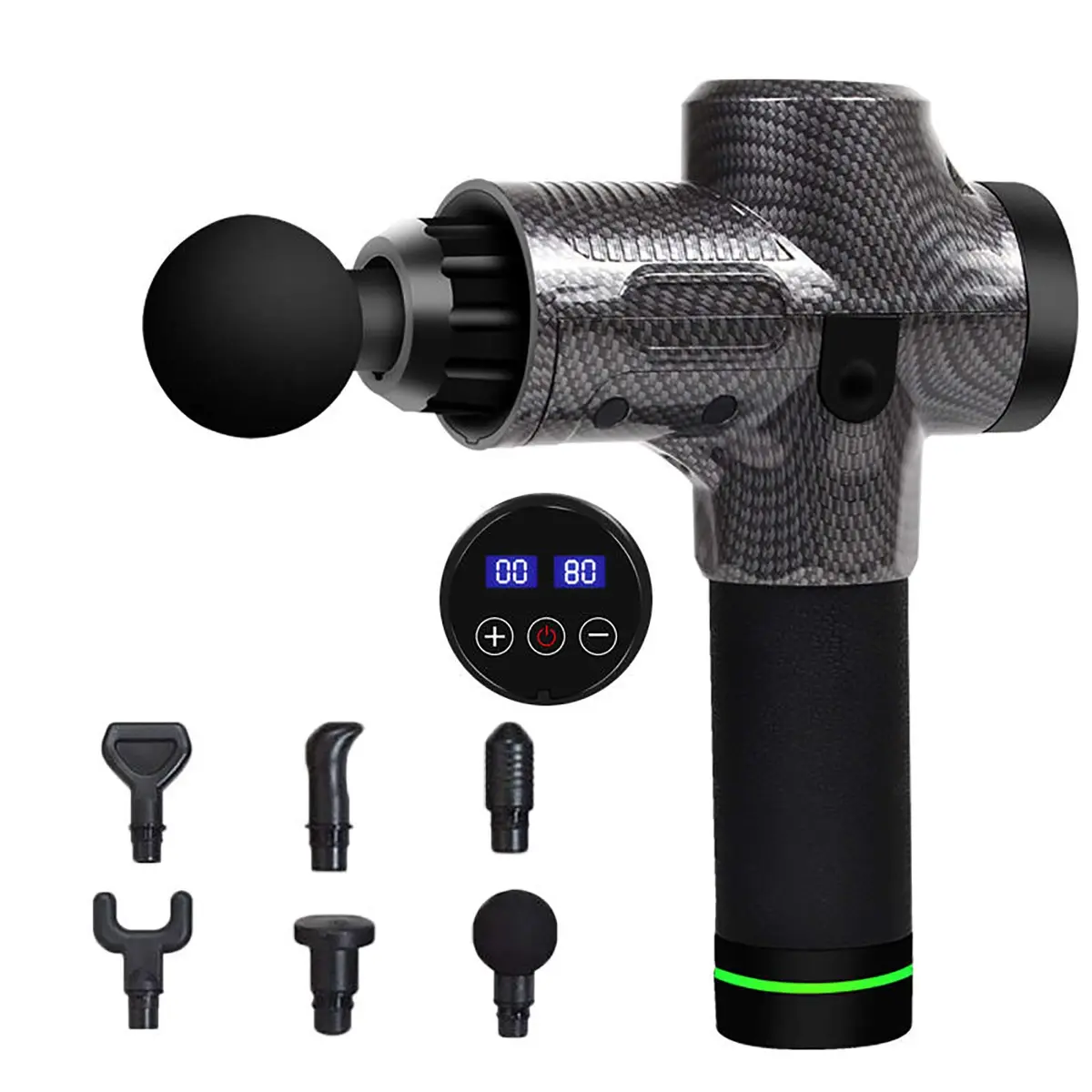 Massageador de percussão muscular profunda feito à mão, pistola de massagem muscular, alívio da dor de atleta sem fio de 30 velocidades, pistola de fáscia elétrica portátil com 6 cabeças - 1