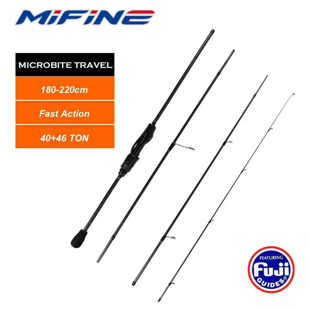 Mifine micromobite viagem vara de fundição giratória 40 + 46t fibra carbono ação rápida 1.8m/1.98m/2.1m/2.2m ultraleve isca truta pólo - 1