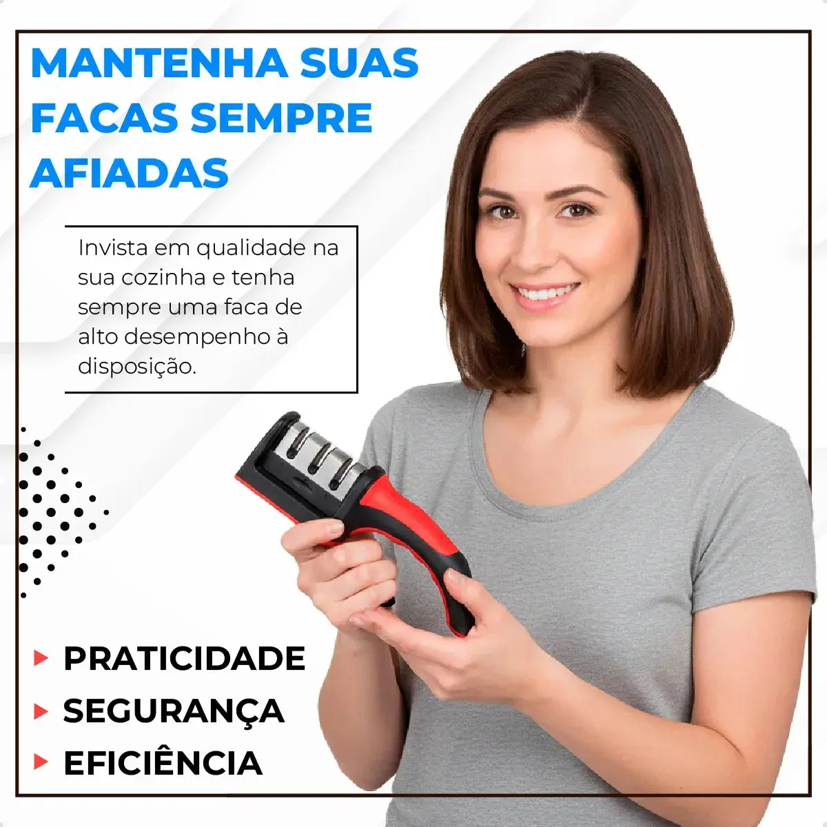 Afiador Amolador De Facas Tesouras Profissional 3 Em 1 Pedra De Afiar Amolar Inox Portátil Preto/vermelho thumbnail 3