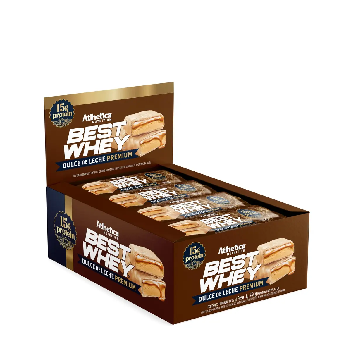 Best Whey Bar 744g (Display 12 unidades de 62g), Dulce de Leche Premium