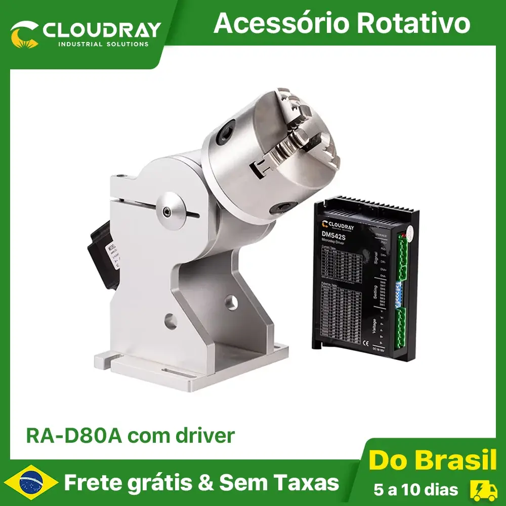 Cloudray rotatar d69/d80/d100 três mandril fixação pinça mesa de trabalho rotativa para máquina de marcação de fibra co2 eixo extra