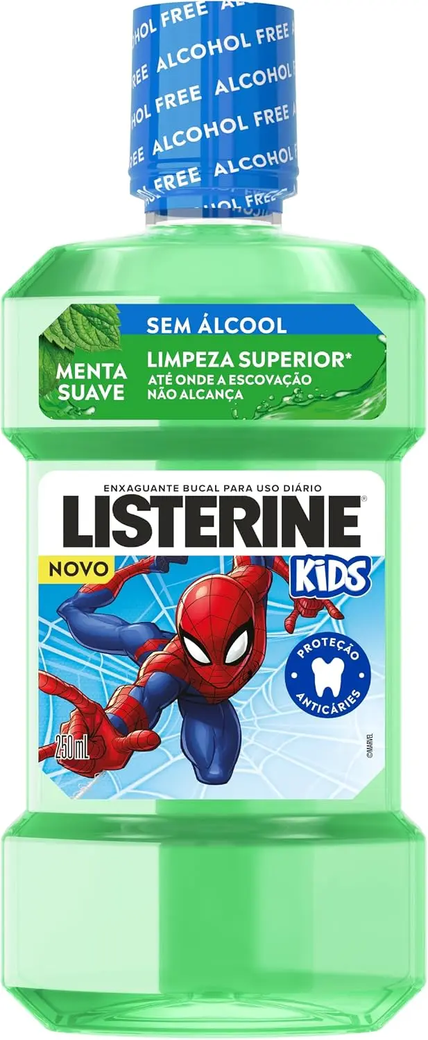 Enxaguante Bucal Listerine Homem-Aranha, Menta Suave, Sem Álcool, 250ml - 1