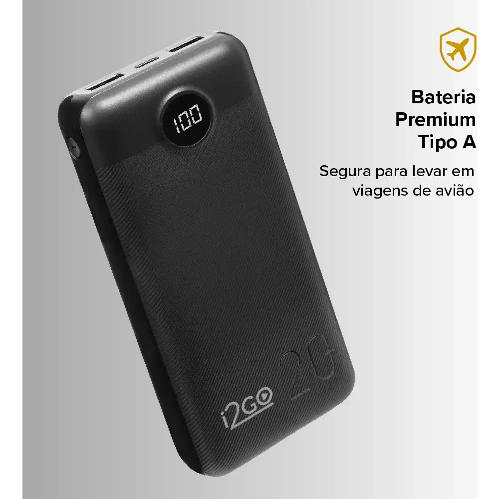 Carregador Portátil Power Bank Turbo i2GO 20000mah 20w Com Display Digital thumbnail 7