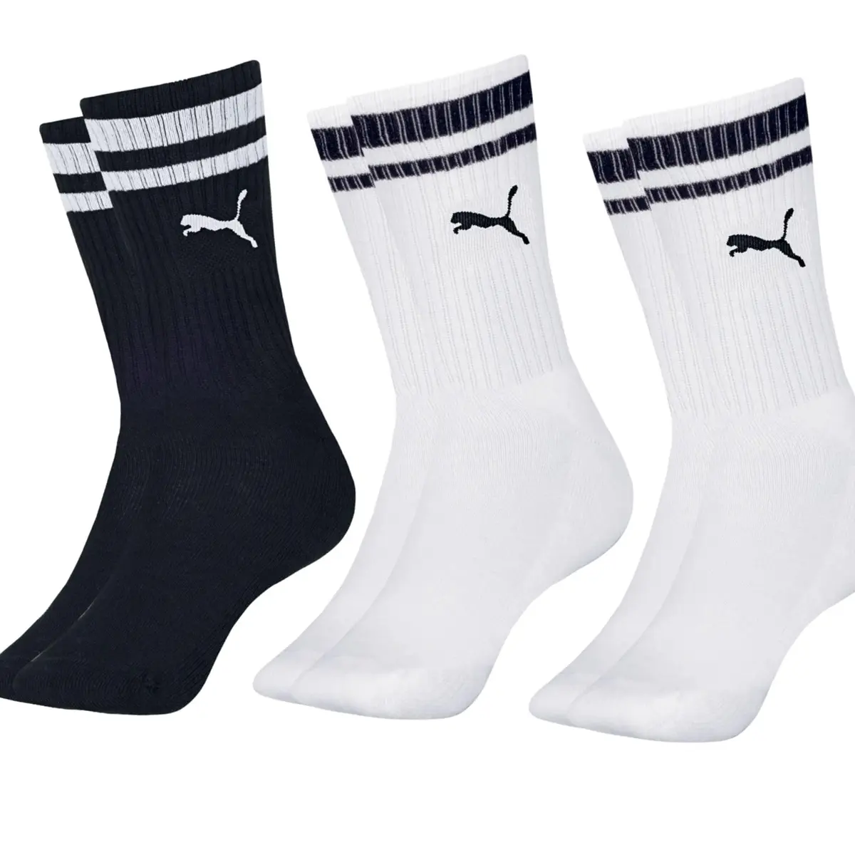 Kit 3 Pares Meia Puma Cano Alto Masculina Esportiva Original Heritage Sola Atoalhada Algodão Adulto