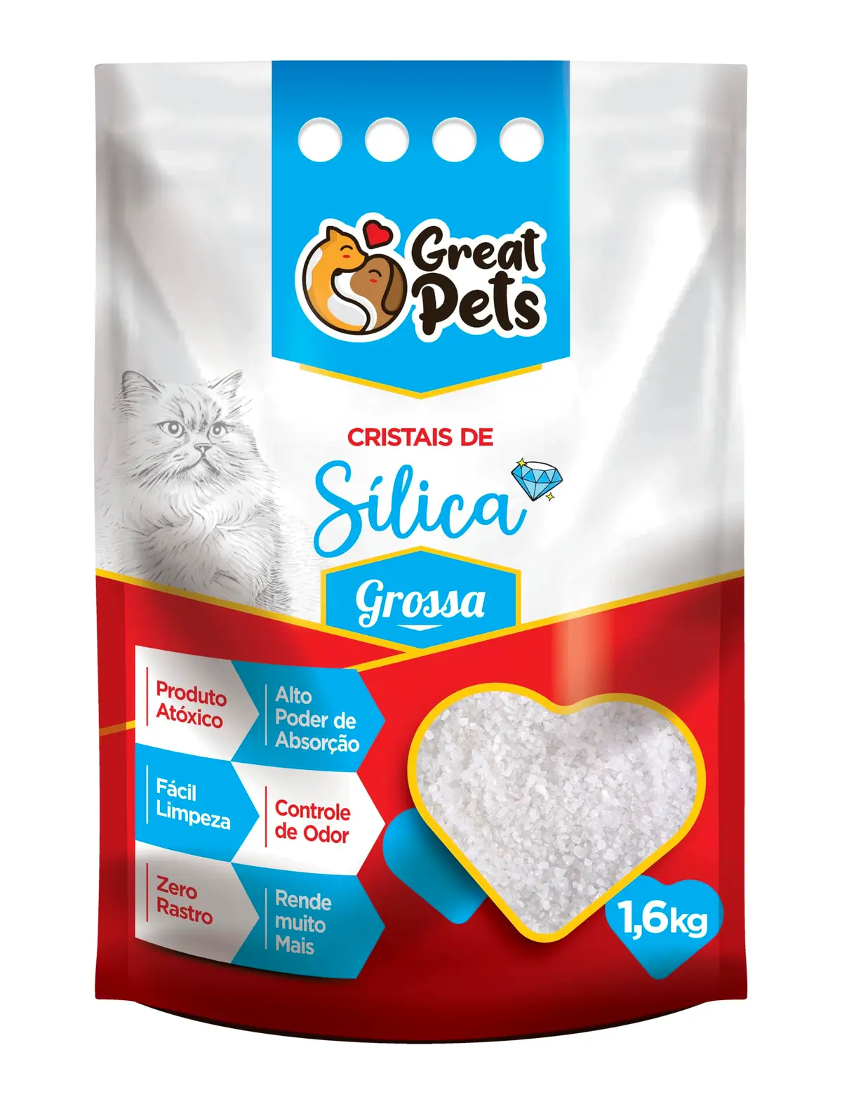 Silica 1,6kg Great Pets para Gatos, 1,6kg