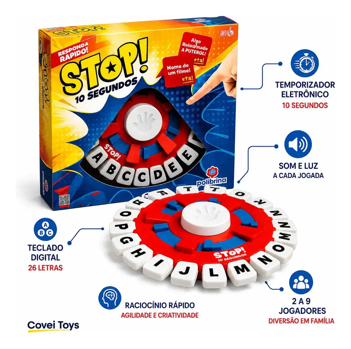 Jogo Stop 3.0 Eletrônico Educativo para Família Com Teclado Digital em Português - 1