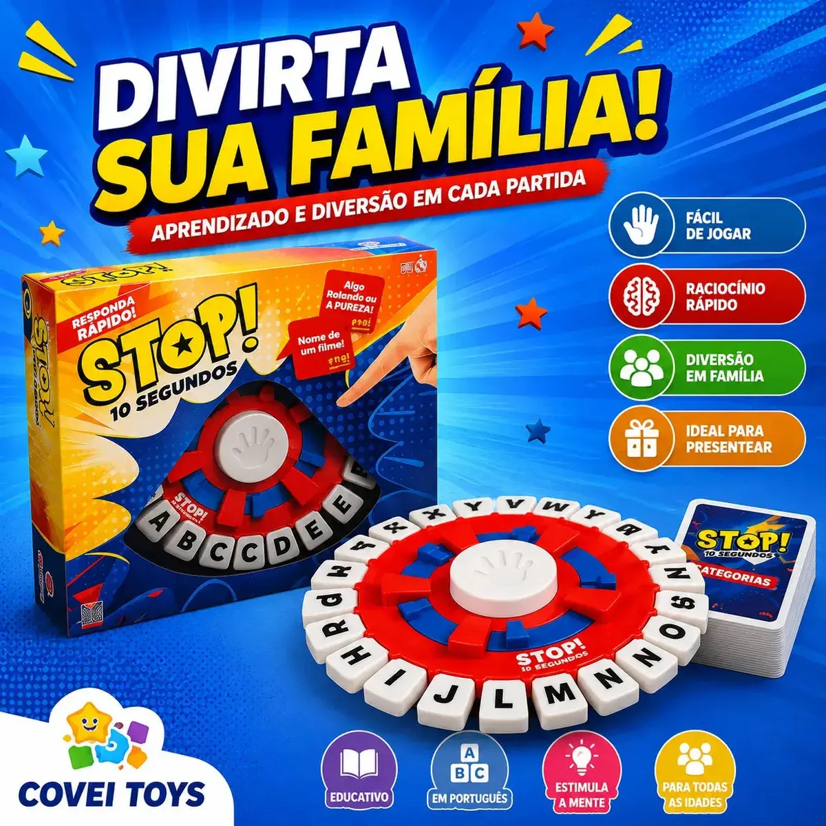 Jogo Stop 3.0 Eletrônico Educativo para Família Com Teclado Digital em Português thumbnail 6