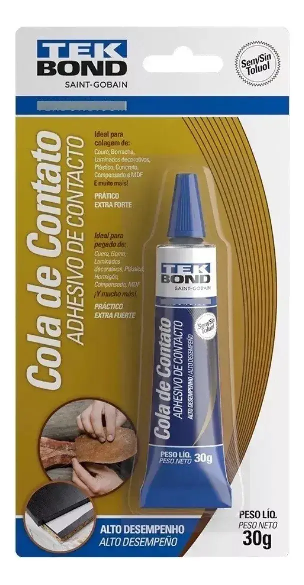 Cola De Contato Tekbond Bisnaga 30g Tek Bond Sem Toluol Adesivo Sapateiro Reparos Couro Tênis