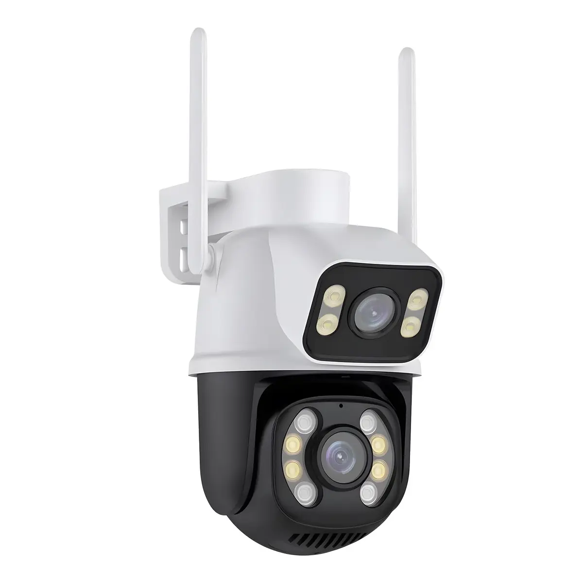 Câmera IP Sem Fio de Segurança Externa HD 3MP, Câmera de Visão Noturna Infravermelha WiFi, Dupla Lente Grande Angular, IP66 à Prova D'água e à Prova de Poeira, Chamada de Voz Bidirecional