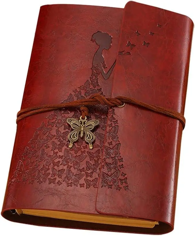 Diário de Viagem em Couro Vintage A6, Capa Multifuncional em Couro PU Vintage Para Caderno de Viagem com Folhas Soltas em Branco e Papel Sem Pauta