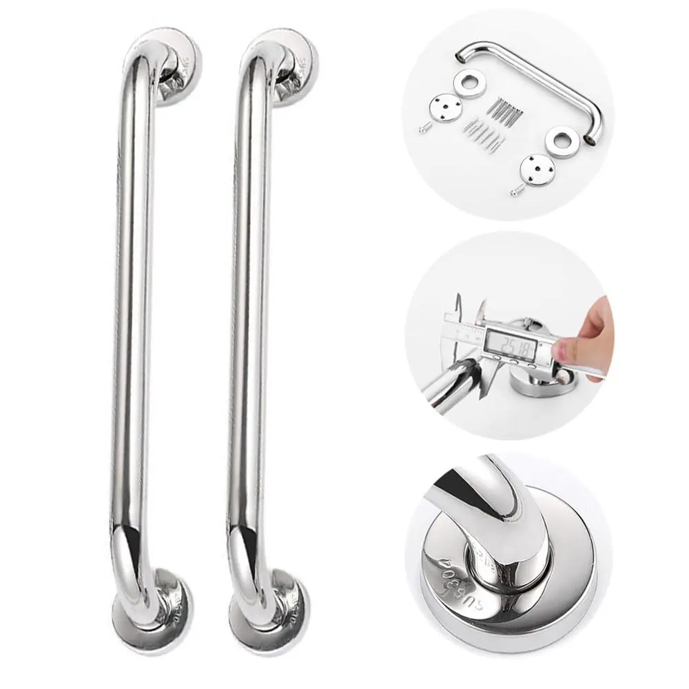 Kit 2 Barra Alça De Apoio Corrimão Segurança Banheiro Idoso Deficiente 40cm Inox Não Enferruja Acessibilidade Pegador Suporte Design Elegante