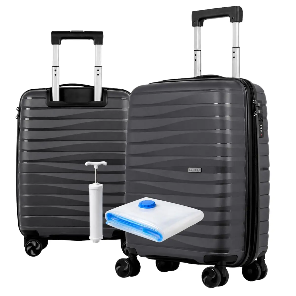 Mala Bordo 10kg Sestini, Polipropileno Inquebrável, Padrão Anac, Rodas 360º | Premium, Rodinhas Duplas