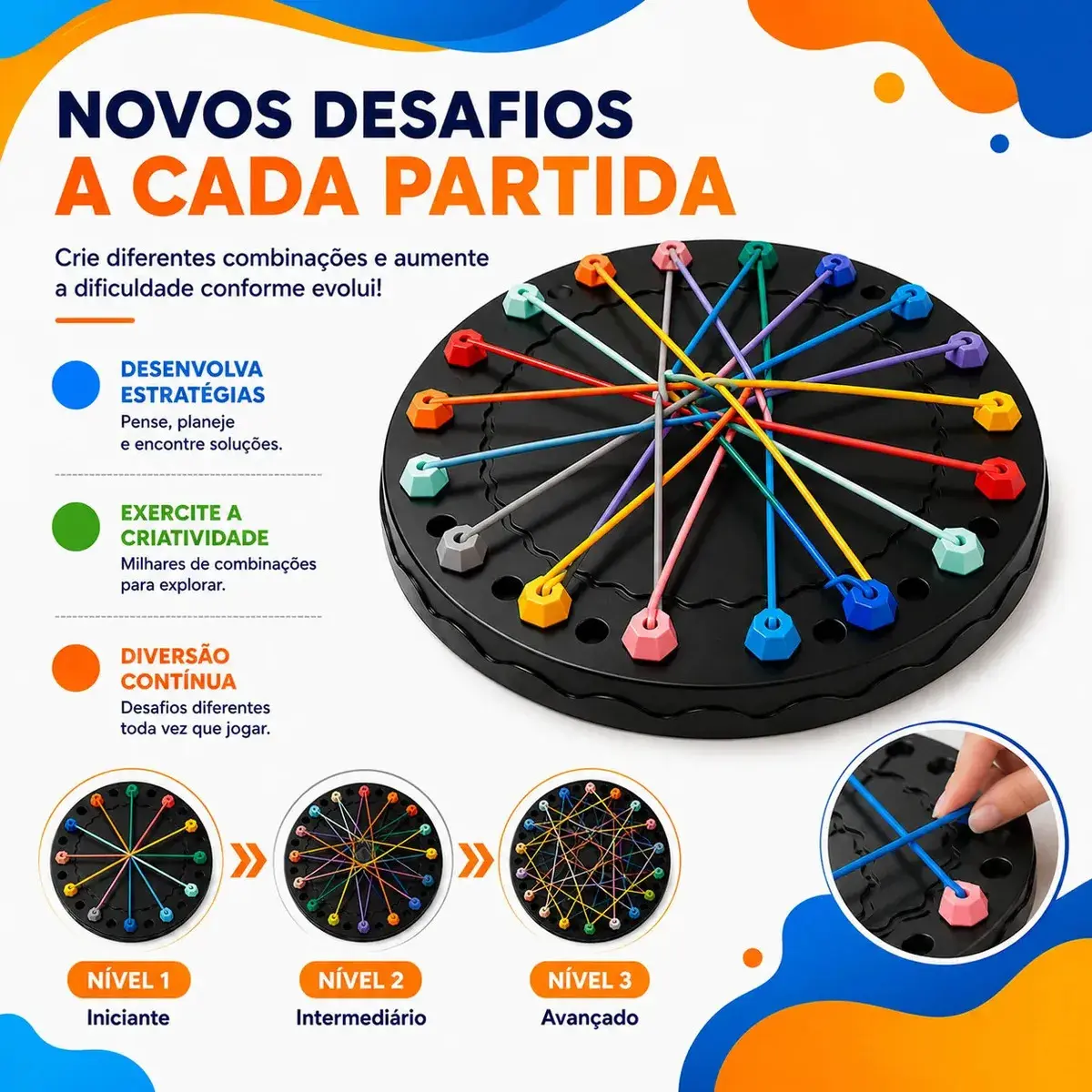 Jogo Desafio Desenrolar Cordas Anti Estresse Raciocínio Quebra Cabeça Babuu Brinquedos Educativos thumbnail 4