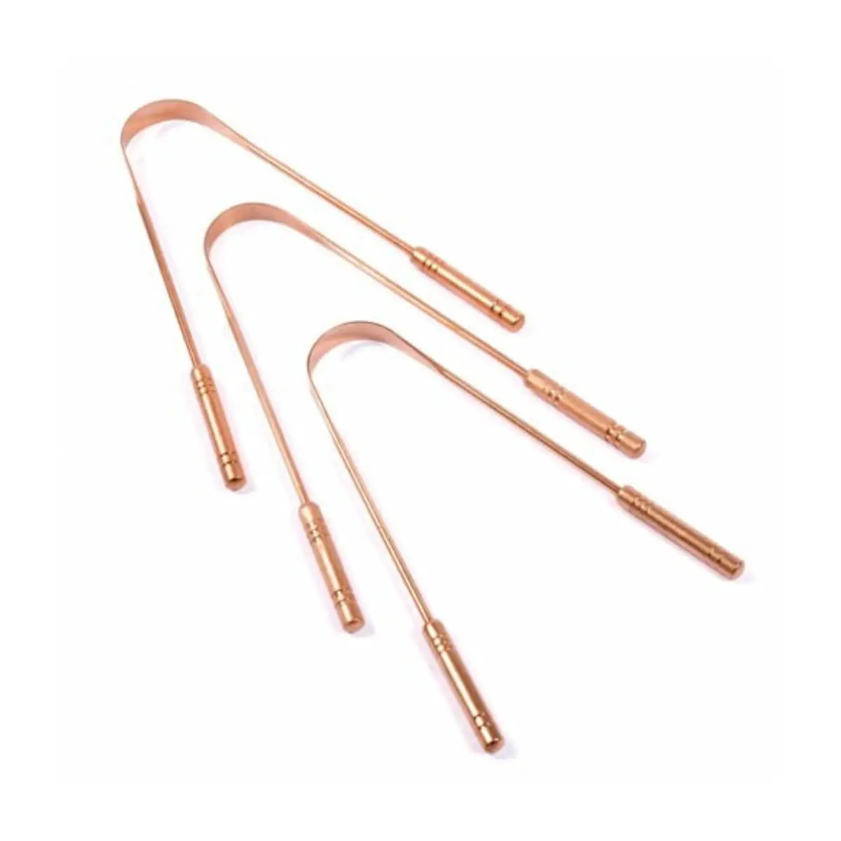 Kit 3 Raspadores Limpadores De Língua De Cobre Puro Higienizador Higiene Bucal Remove Bactérias E Mal Odores Para Família PREMIUM DUPIN