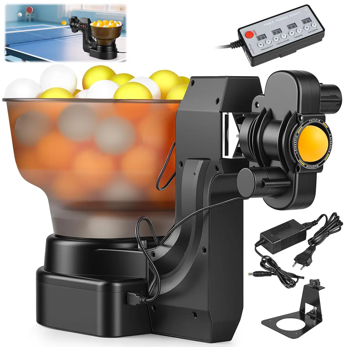 Máquina Automática de Tênis de Mesa Robô, 36 Tipos com Freq/Vel, Treino Dif, Giro Multidirecional, Treinamento Solo, Máquina de Pingue-pongue portátil - 1