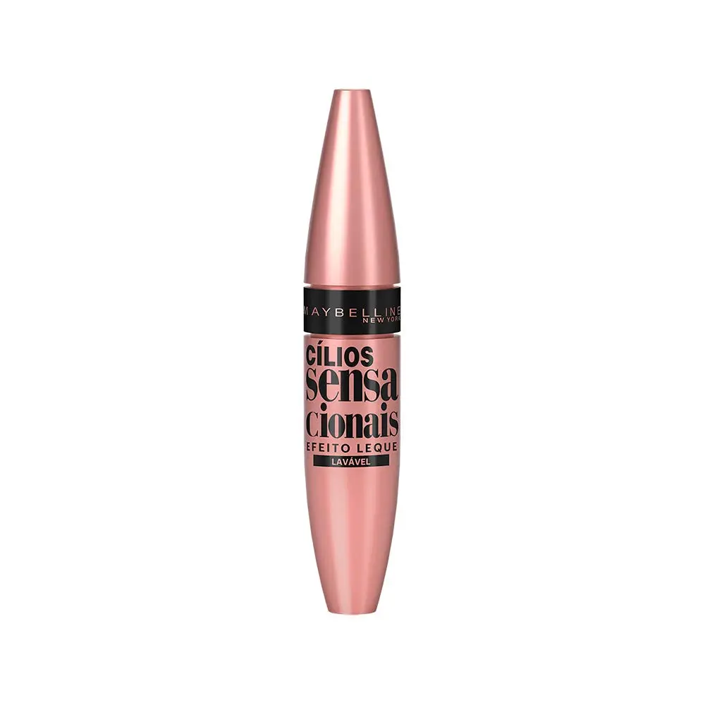 Maybelline NY Cílios Sensacionais Máscara de Cílios Lavável, Efeito Leque com Volume e Definição, Longa Duração e Não Empelota, Cor Preto Intenso, 9,5ml