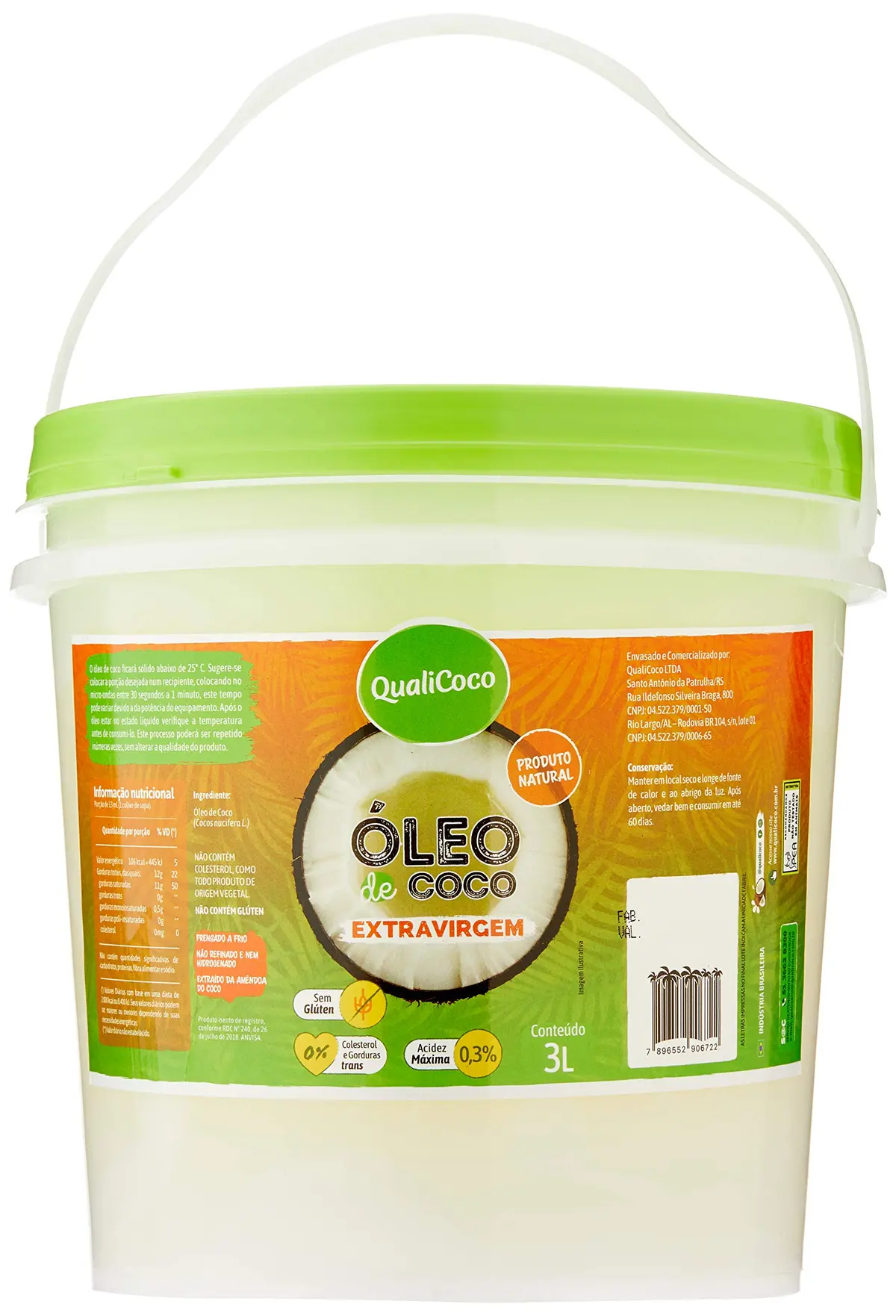 Qualicoco Oleo Coco Extravirgem 3L - 1