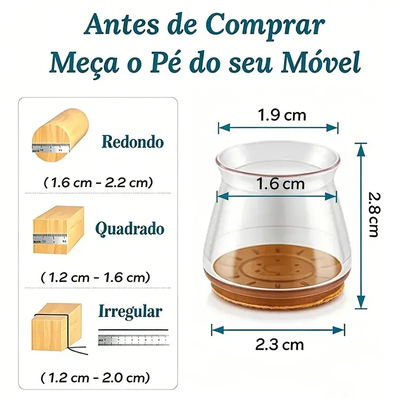 Pack 32 Protetores de Silicone Com Feltro Para Pés de Cadeira de 15mm a 23mm Anti Ruído thumbnail 2