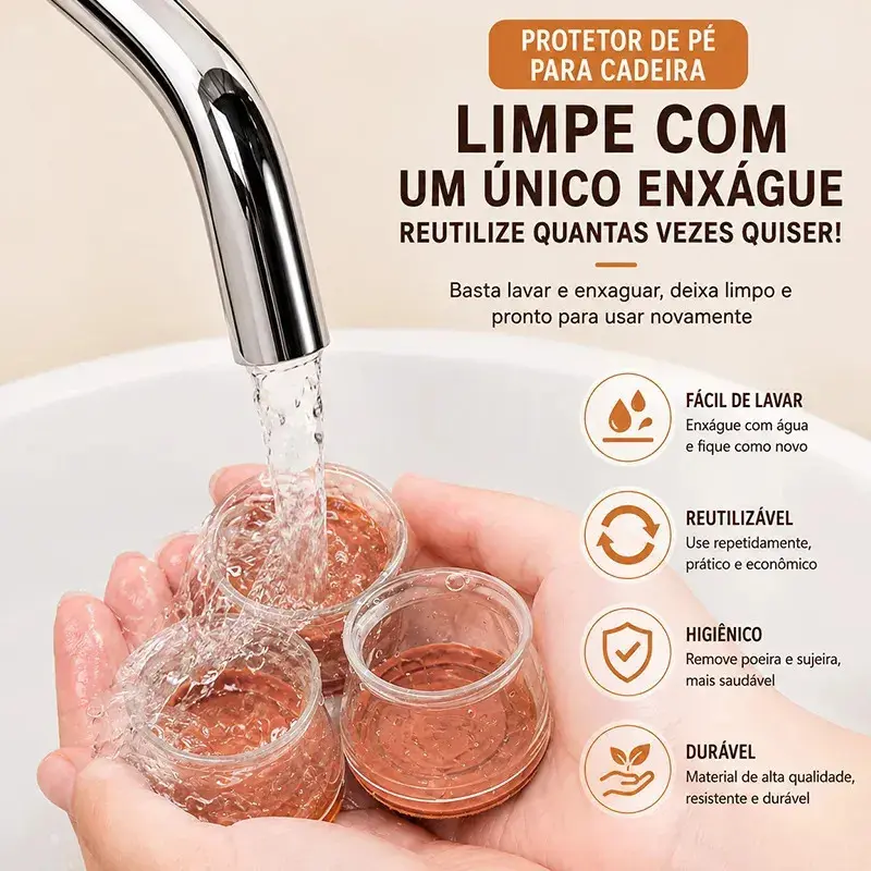 Pack 32 Protetores de Silicone Com Feltro Para Pés de Cadeira de 15mm a 23mm Anti Ruído thumbnail 3
