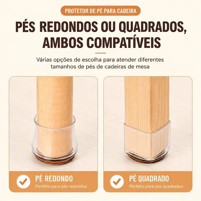 Pack 32 Protetores de Silicone Com Feltro Para Pés de Cadeira de 15mm a 23mm Anti Ruído thumbnail 7