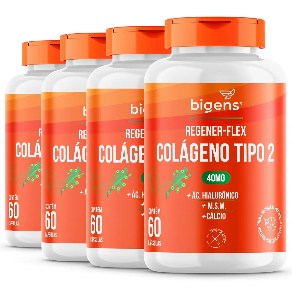 Bigens Regener Flex, Colágeno Tipo 2, 40mg, M.S.M, 4x 60 Cápsulas