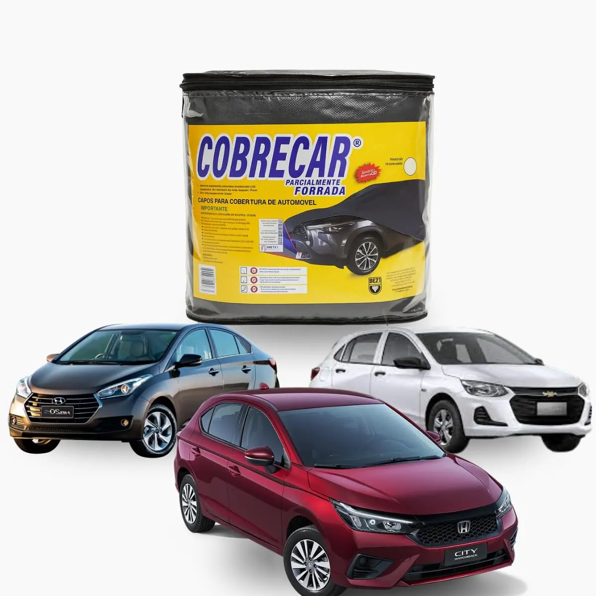 Tamanho M Capa Para Cobrir Carro Impermeável Forrada Anti-uv À prova d'água Resistente e Reflexiva Proteção - HB20 Onix Honda City - 1