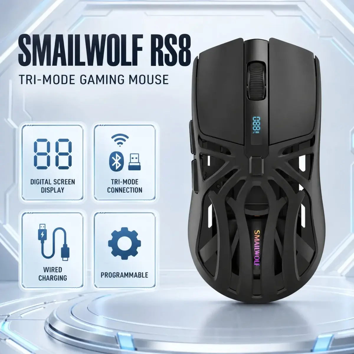 SMAILWOLF RS8 Mouse Gamer Sem Fio