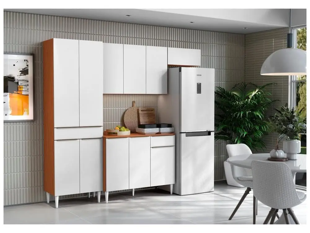 Armário de Cozinha Compacta Aramóveis Prime 8 Portas 1 Gaveta