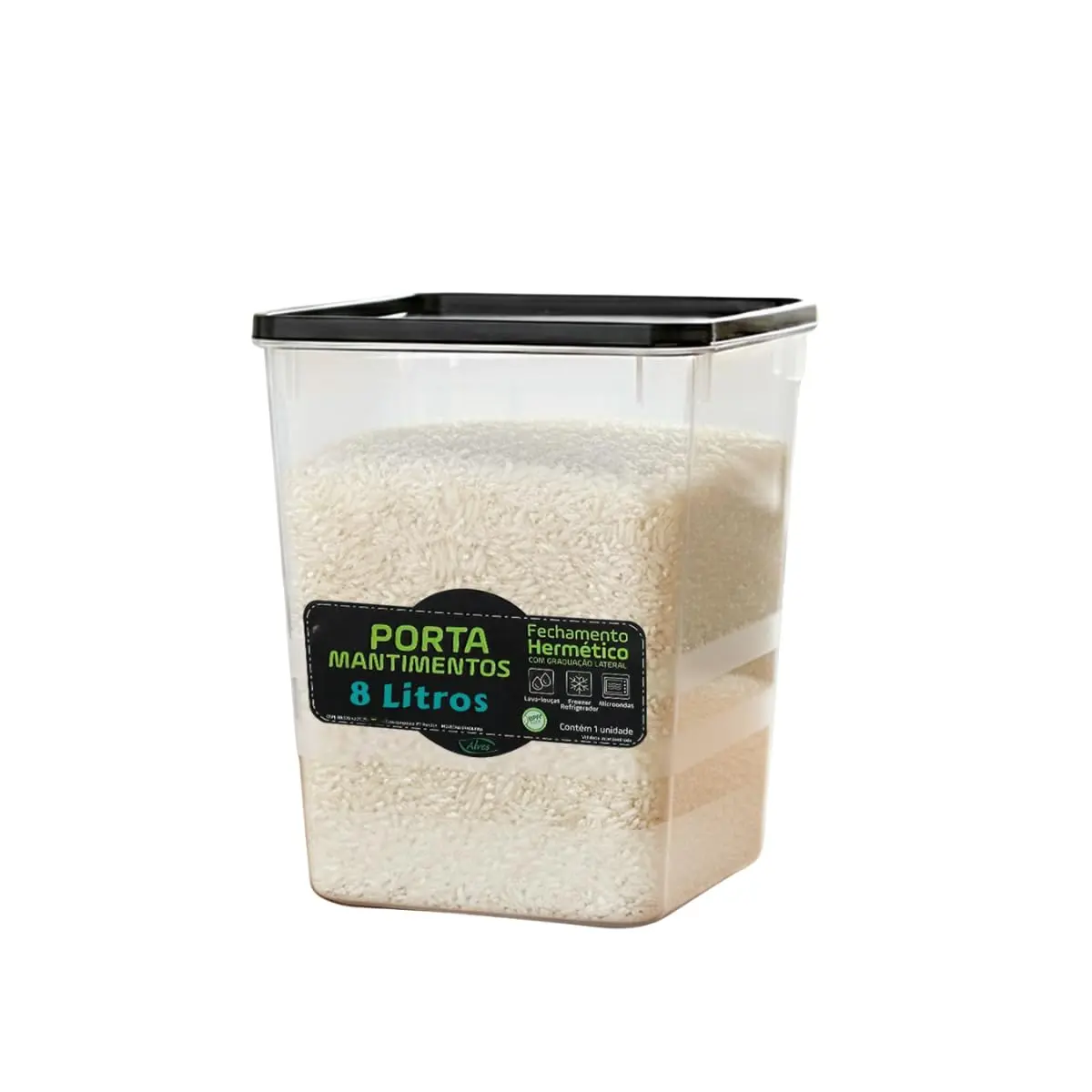 Pote Hermético 8L com Tampa Porta Mantimentos Organizador Cozinha Despensa