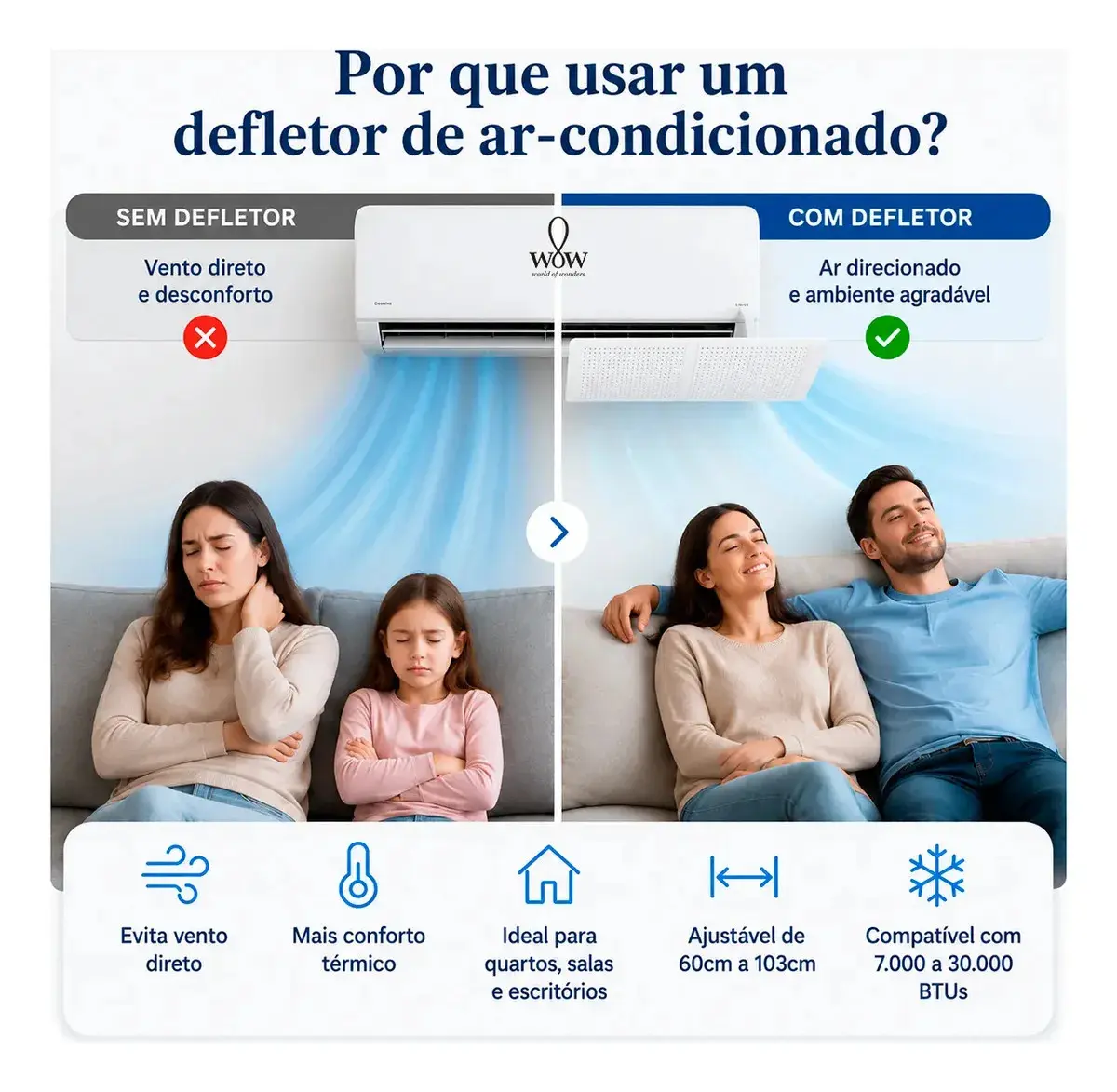 Defletor Para Ar Condicionado Ajustável Split 60cm A 103cm Wow World Of Wonders thumbnail 2