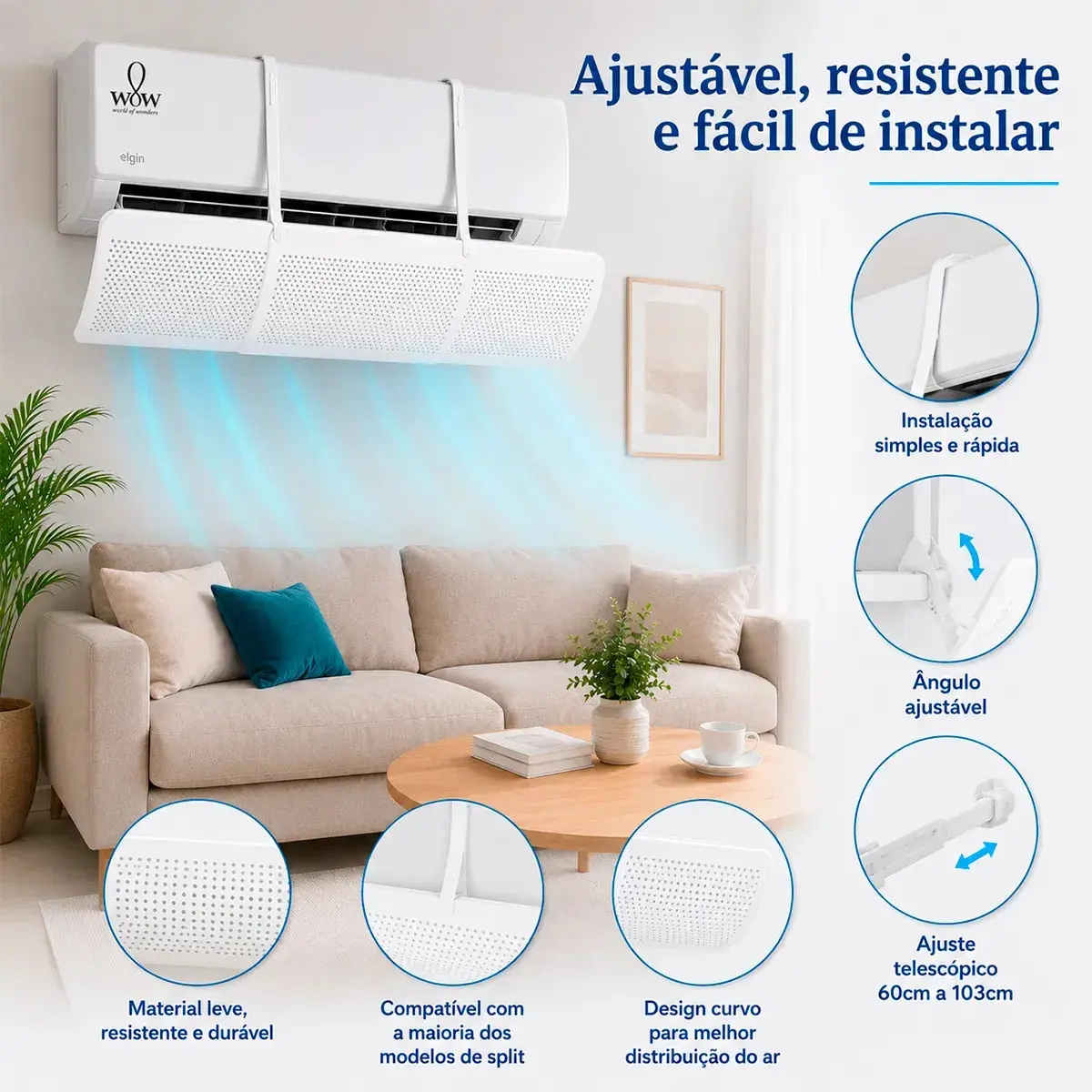 Defletor Para Ar Condicionado Ajustável Split 60cm A 103cm Wow World Of Wonders thumbnail 3