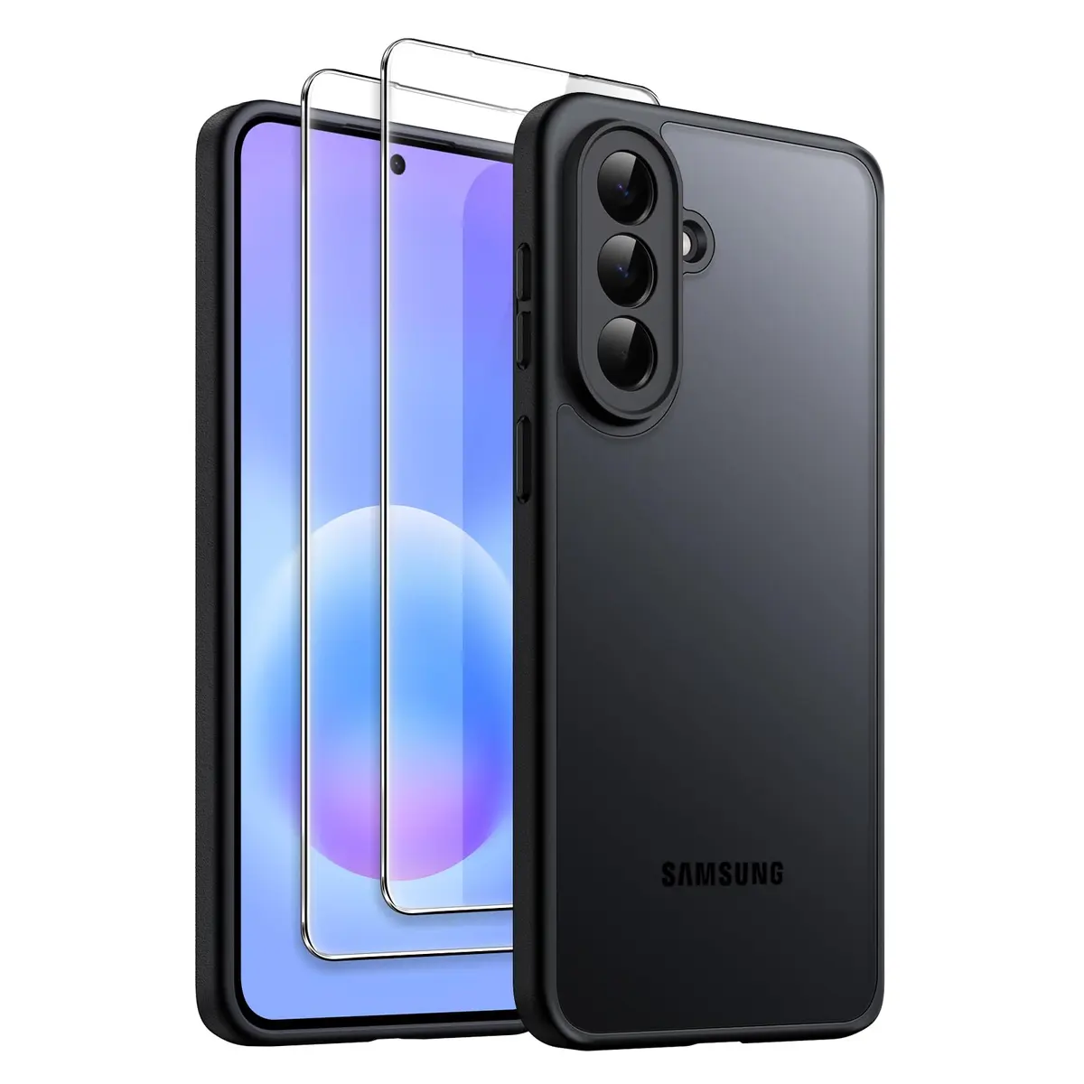 JETech Capa Fosca 3 em 1 para Samsung Galaxy A57, Preto | 2 Protetores de Tela, Pegada Antiderrapante, Proteção da Câmera - 1