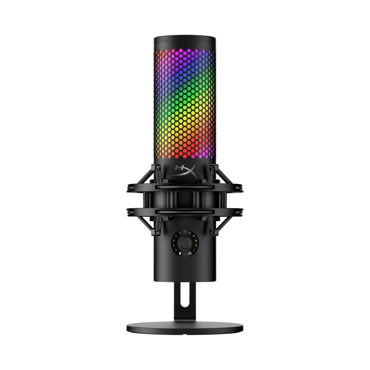 Microfone USB HyperX QuadCast 2 S – com Iluminação RGB, Ideal para Streaming e Podcast, com Controles Integrados, Iluminação LED, Suporte Antichoque Removível, Preto (9A273AA)