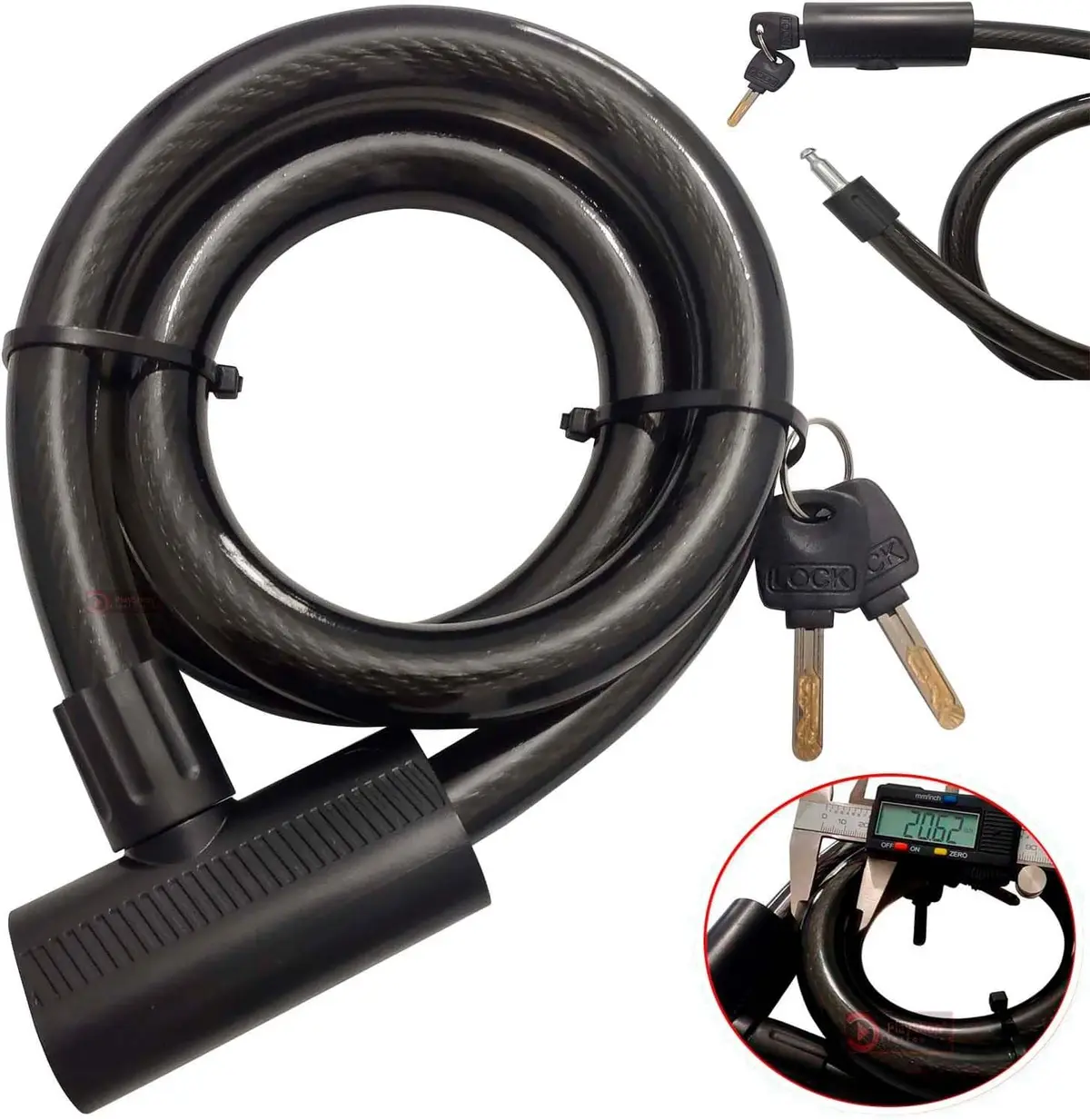 Cadeado Corrente 120cm Aço de 20MM Grosso Tranca Anti Furto 2 Chaves Para Bicicleta Moto Estepe Portão Grade Porta