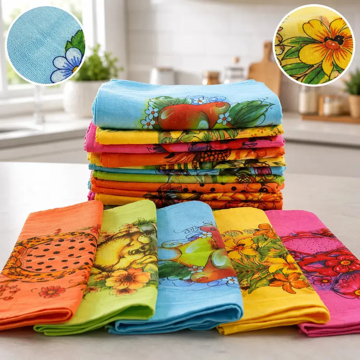 Pano Prato Atacado Estampado Colorido Premium Kit 10 Peças - 1