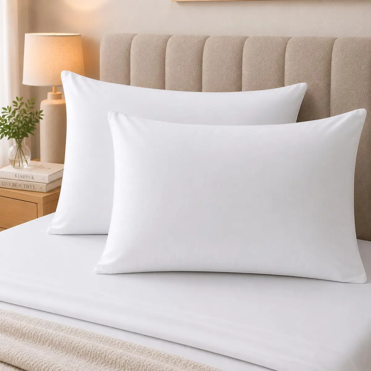 Kit 2 Fronhas 50x70 Percal 400 Fios Toque Macio Tipo Hotel Premium Branco | Antiácaro e Não Amassa | Ideal para Hotel, Pousada, Airbnb e Uso Residencial de Luxo