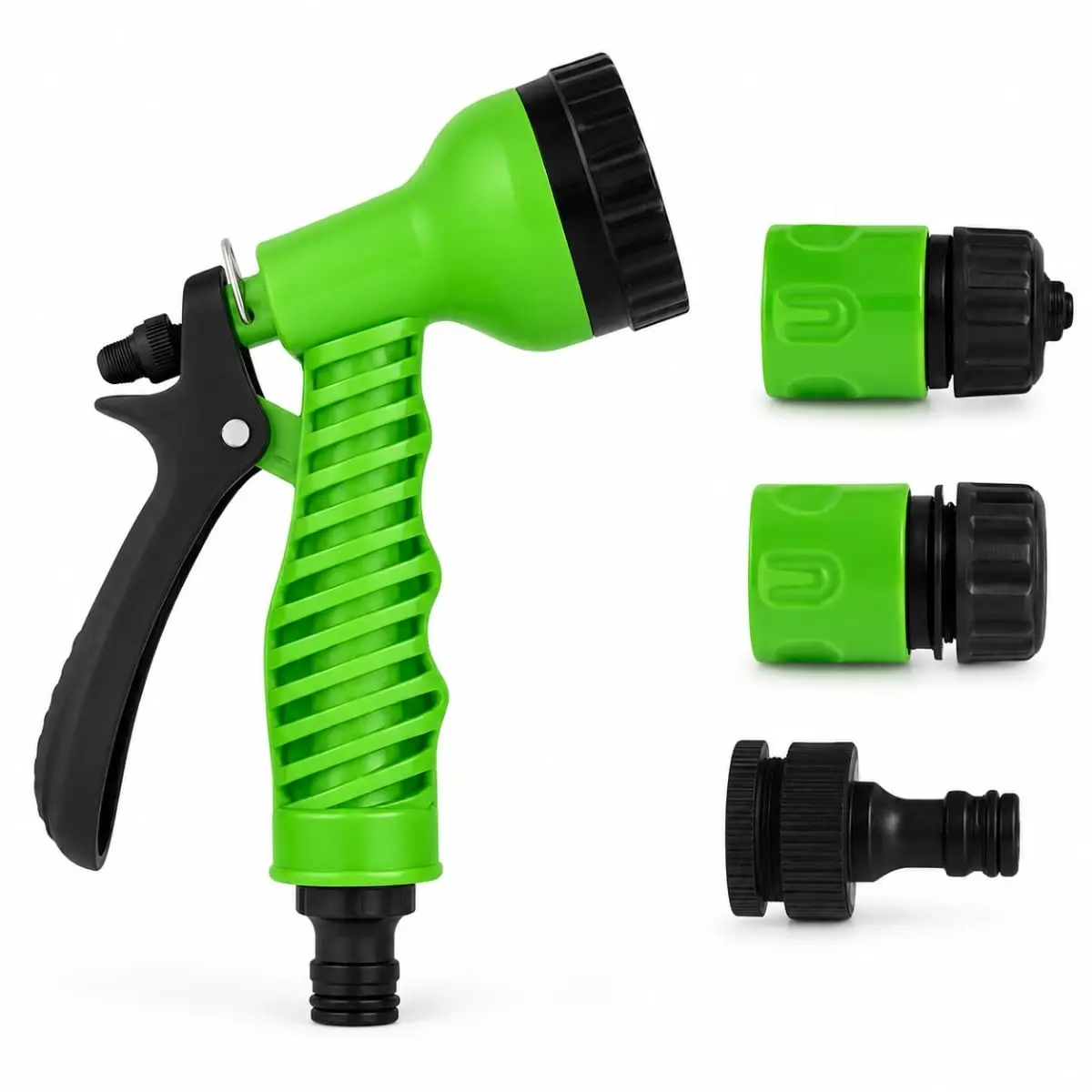 Kit Esguicho de Mangueira Para Jardim com 7 Jatos Premium | 4 Engates Rápidos 1/2 Conector Torneira Adaptador 3/4 para 1/2 Polegada
