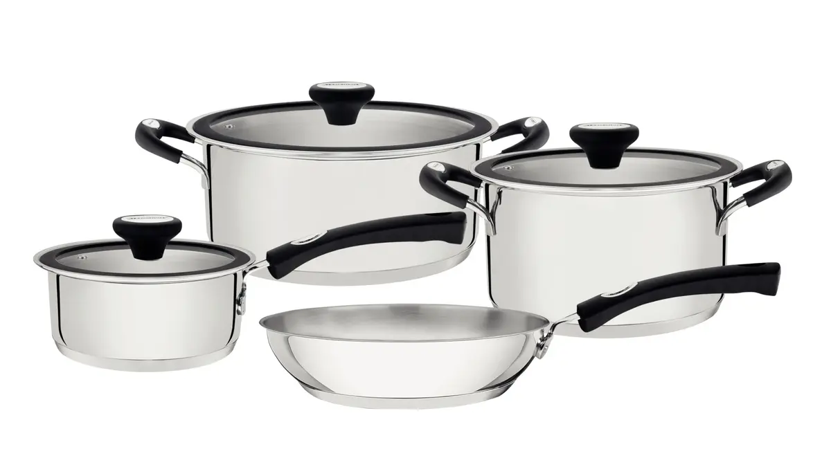 Jogo de Panelas Tramontina Solar Silicone em Aço Inox 4 Peças