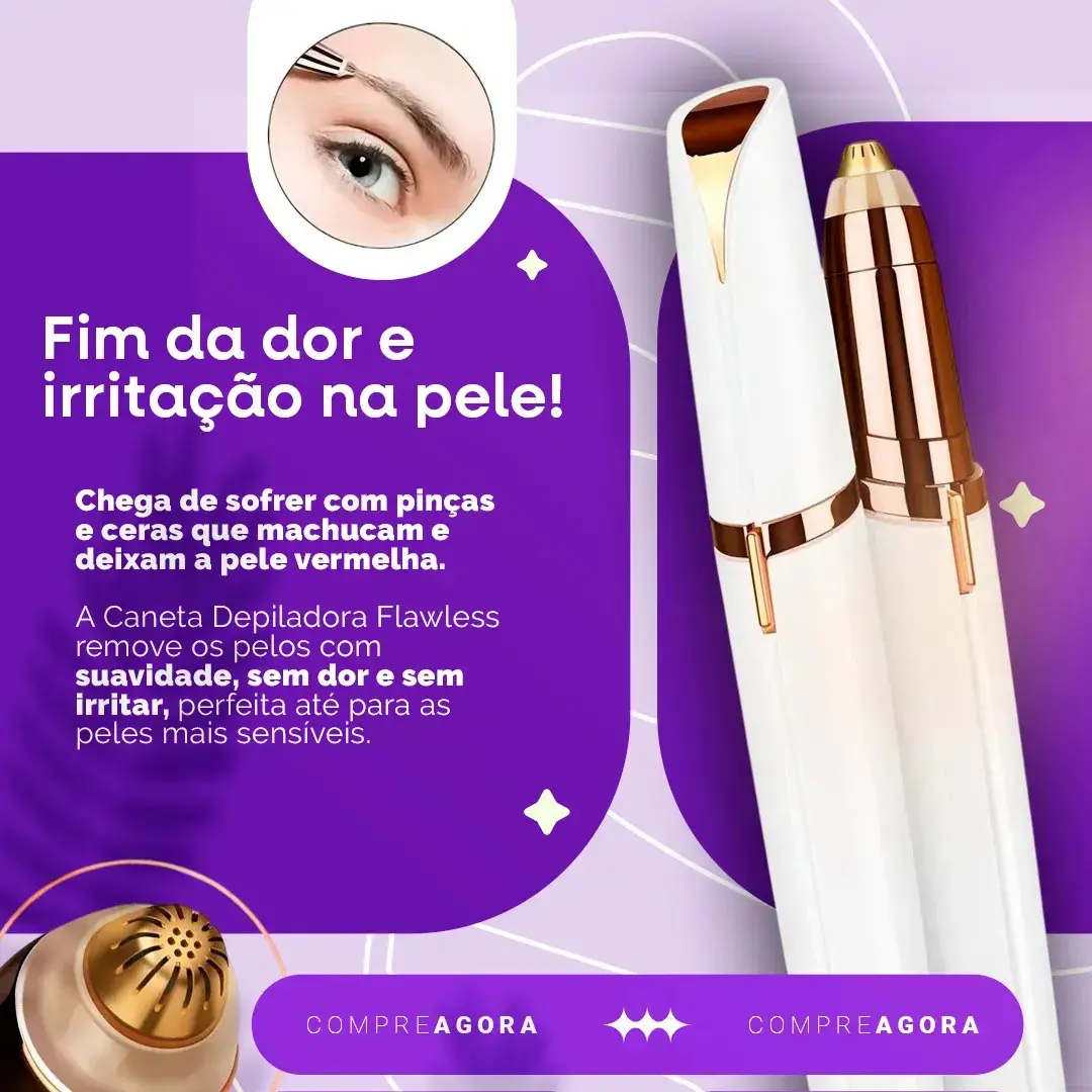 Kit Caneta Depiladora Sobrancelha + Batom Depilador Facial eletrico recarregavel - CROWLEY thumbnail 3