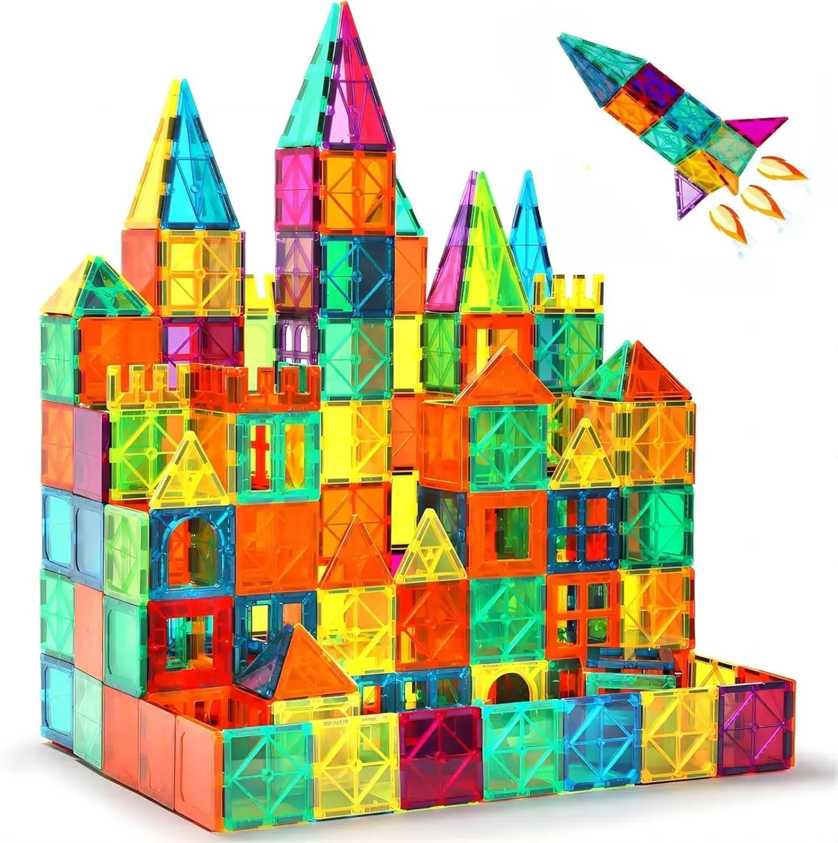 Blocos de Construção Magnéticos 64 Peças, Brinquedos Magnéticos Coloridos, Brinquedos Educacionais para Meninos e Meninas com Mais de 3 Anos de Idade - 1