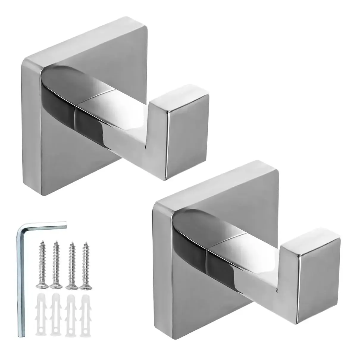 Kit 2 Ganchos Para Banheiro Suporte Toalha Cabideiro Banheiro Multiuso Acero De Inox 304 Gancho Parede, Prateado