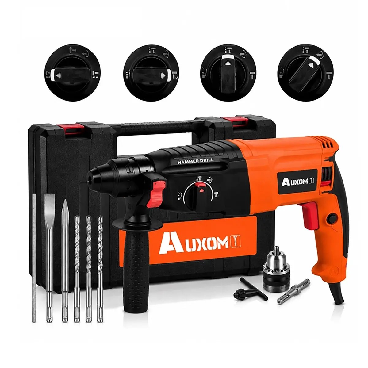 AUXOM Furadeira Elétrica de Impacto 1200W Martelete Profissional 3 em 1 SDS Plus Perfurador com Maleta Completa e Acessórios para Concreto Madeira Metal (220 Volts) - 1