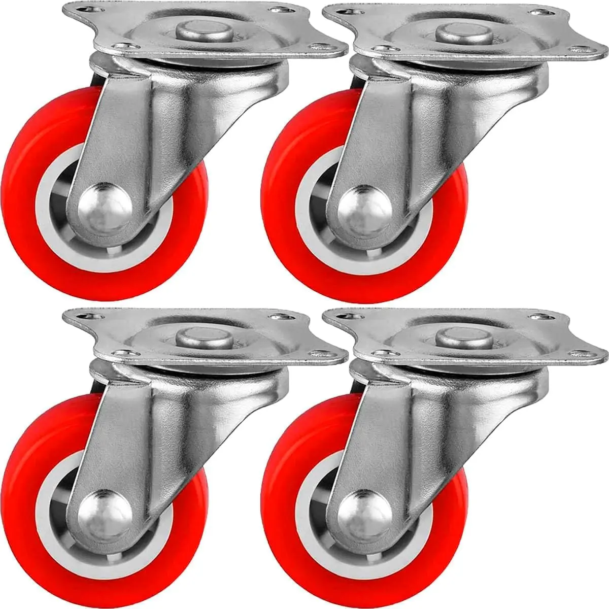 Kit 4 Rodinhas para Móveis Resistente Rodízios Giratórios 1 1/4 (32 mm) 360 Suporte Metálico Silenciosos Não Risca o Piso Alta Durabilidade Gaveteiros Estantes Caixas