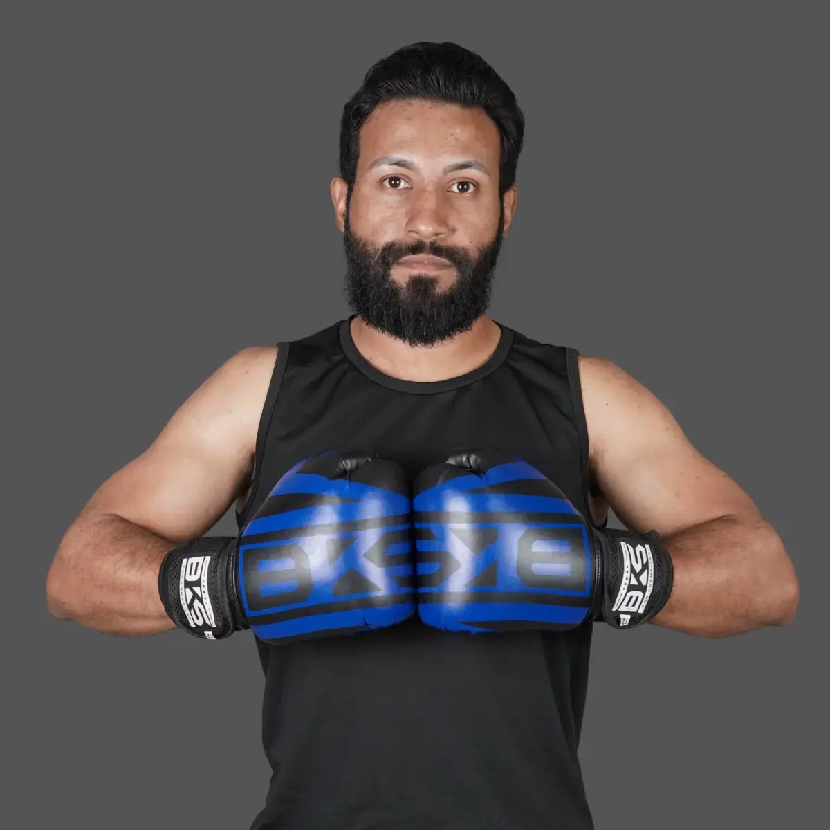 Luva De Boxe Treino Muay Thai Kickboxing Profissional Bks Cor Azul Tamanho 14oz thumbnail 5