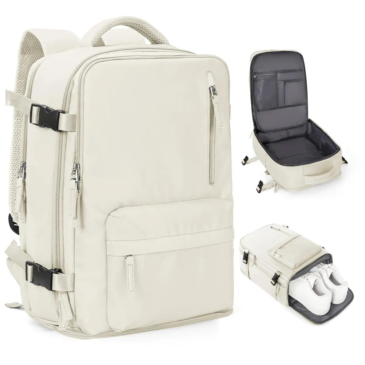 Mochila coowoz de viagem esportiva unissex, bagagem de cabine, aprovada por companhias aéreas, para notebook, A- Bege, Large