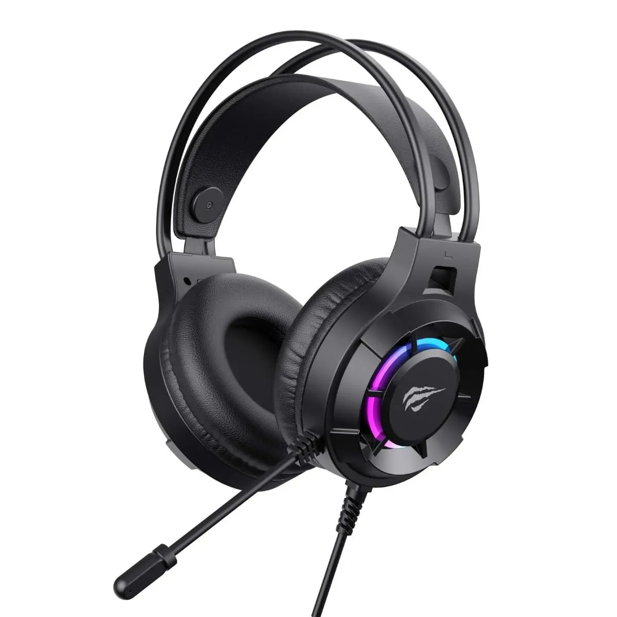 Havit H2049d Fone de Ouvido Gamer com Microfone, Preto | Iluminação RGB, Falante 50mm, Plug 3,5 mm