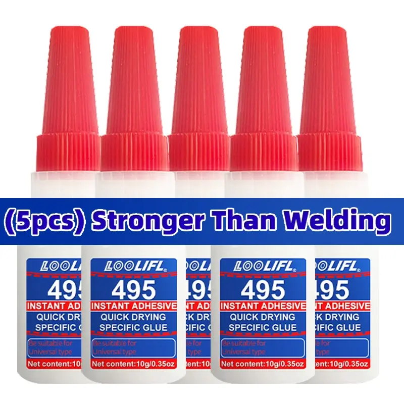 Cola Super LOOLIFL495 5PCS, Adesivo Profissional Transparente de Cianoacrilato, Secagem Rápida, Sem Odor, Ligação Duradoura - 1