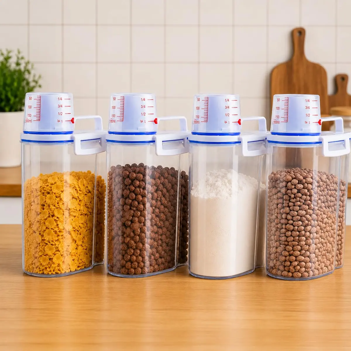 Kit 4 Unids Potes Herméticos 2,5 Litros Organizador Para Cozinha e Lavanderia - 1