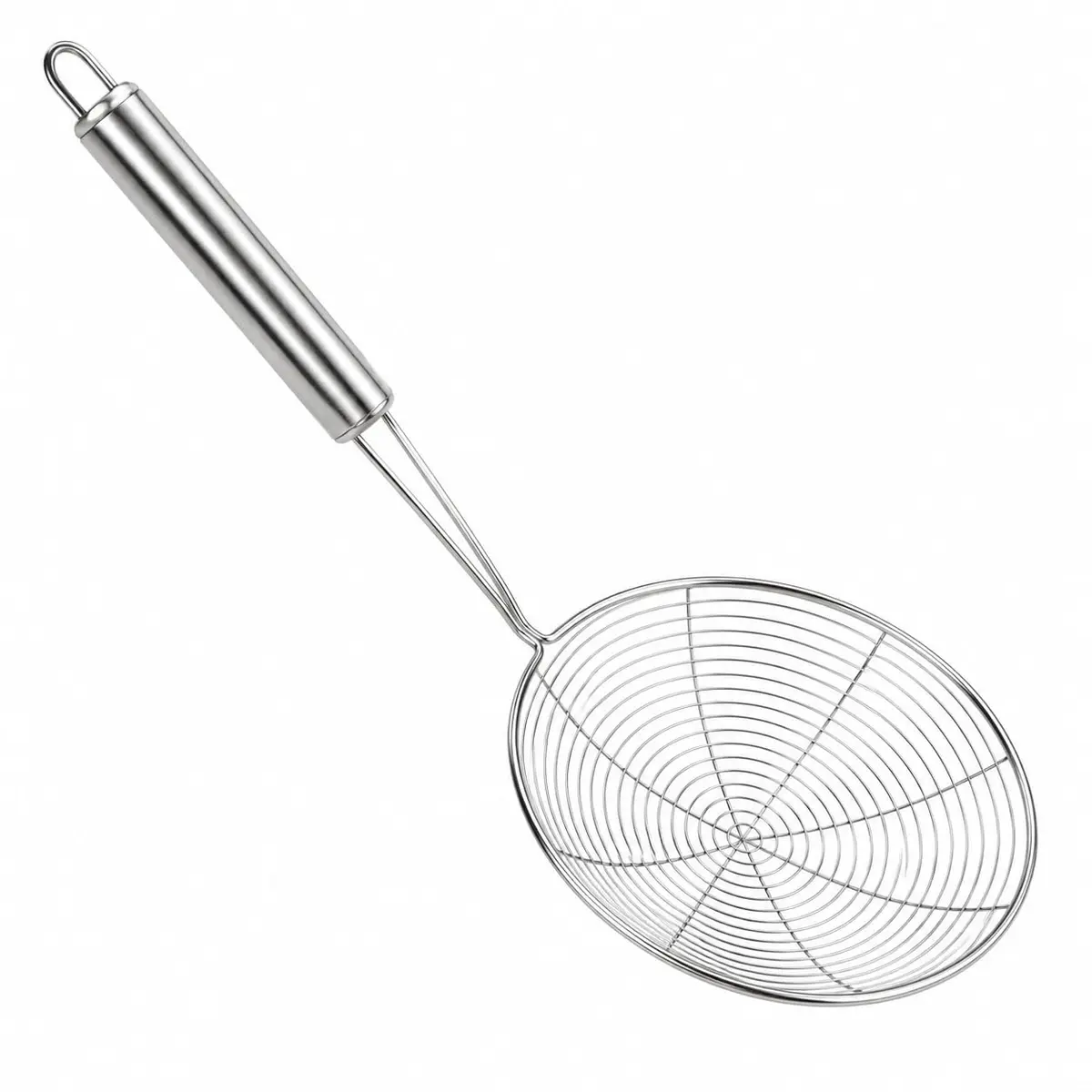 Peneira Escumadeira Grande em Aço Inox para Fritura Batata, Pastéis | Cabo Longo Ergonomico, Gancho para Pendurar, Tela Aramada em Inox - 1