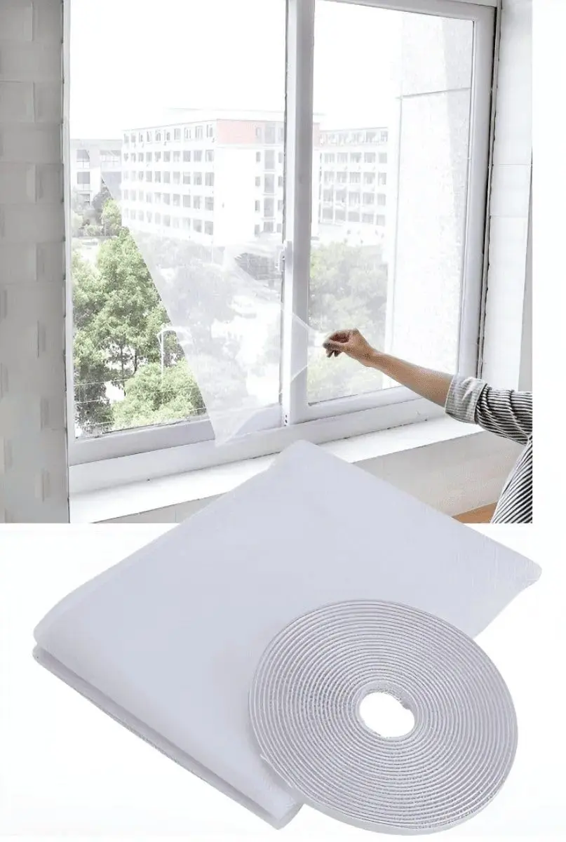 Tela Mosquiteira Adesiva Para Janela 150x180cm | Proteção Contra Insetos, Lavável e Removível Sem Furos, Fibra de Vidro com PVC Premium